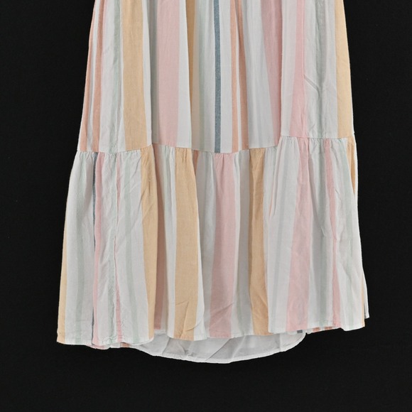 Rails Capri Melon Stripe Tiered Midi Dress Size XS Linen Pastel Cottagecore Boho - Picture 13 of 14